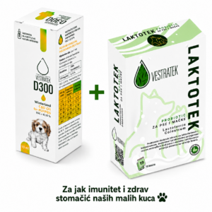 Vestratek D300 CBD ulje i LAKTOTEK probiotik paket za štence